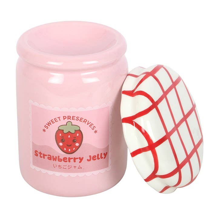 Brûleur d'huile et chauffe-cire en forme de pot de gelée de fraise