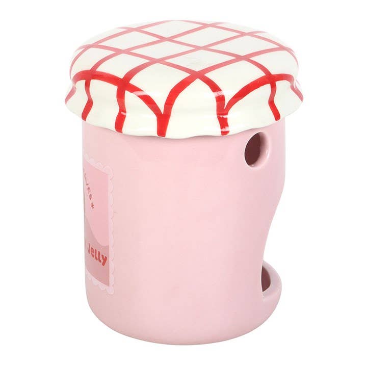 Brûleur d'huile et chauffe-cire en forme de pot de gelée de fraise