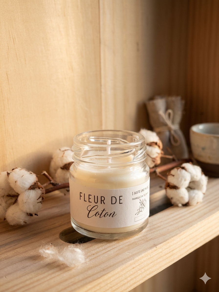Bougie coulée fleur de coton