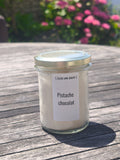 Bougie coulée pistache et chocolat