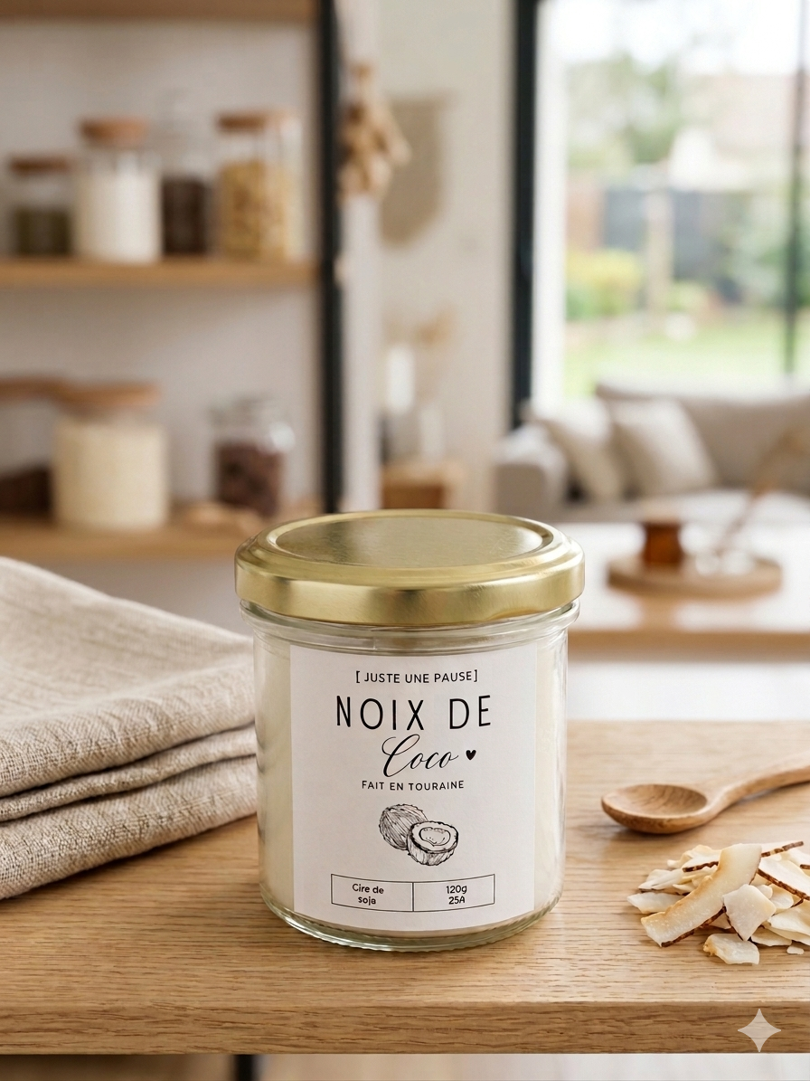 Bougie coulée noix de coco