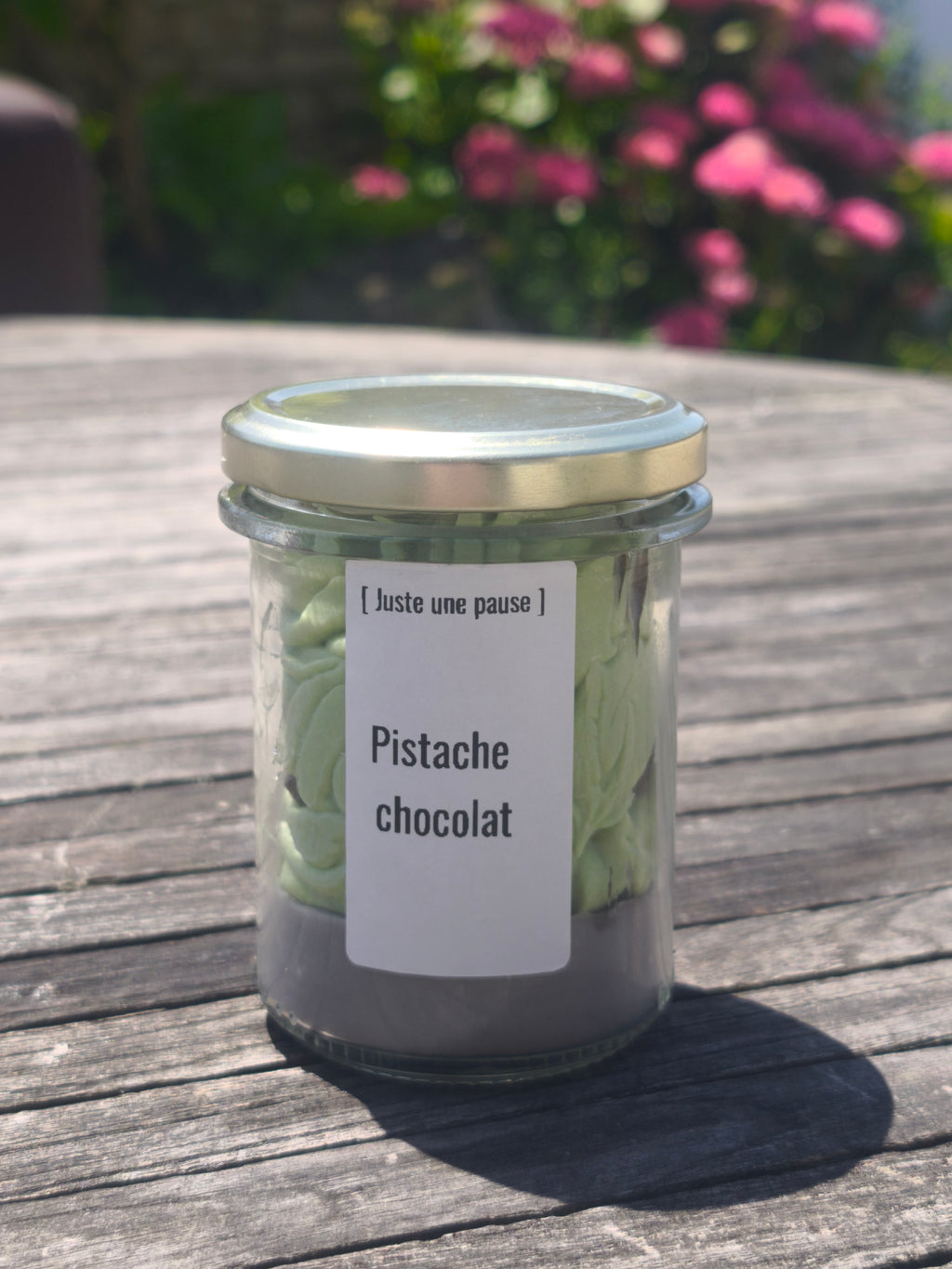 Bougie chantilly pistache et chocolat