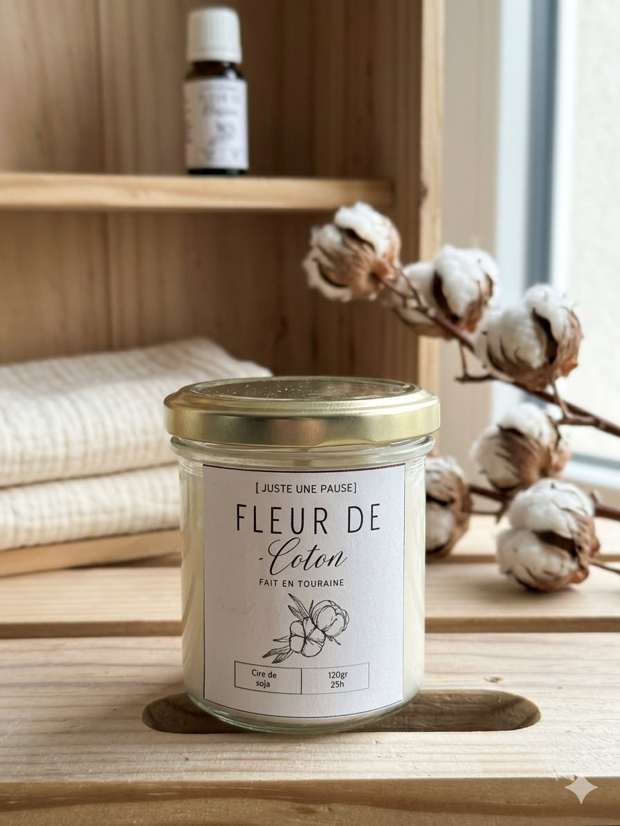 Bougie coulée fleur de coton