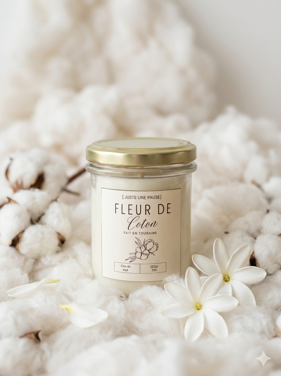 Bougie coulée fleur de coton