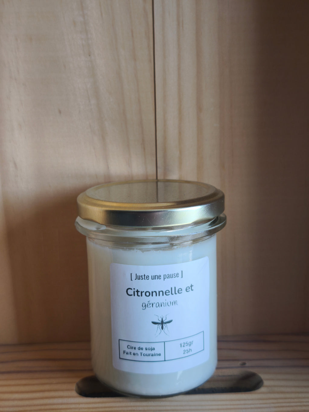 Bougie coulée citronnelle et géranium