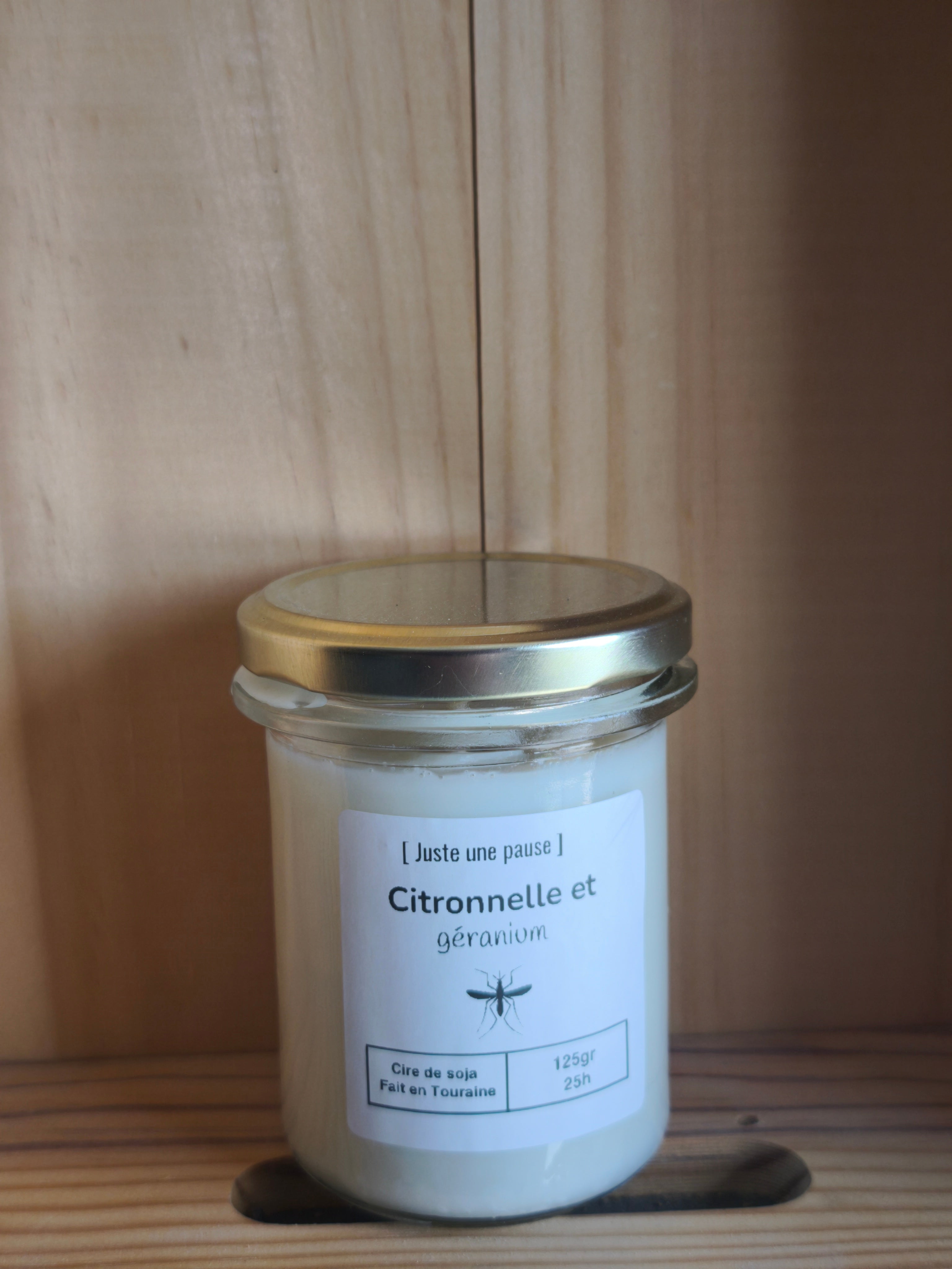 Bougie coulée citronnelle et géranium